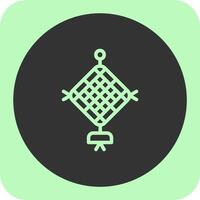 Red Tassel Linear Round Icon vector