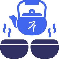 Gongfu Tea Set Solid Two Color Icon vector