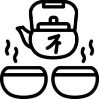 gong-fu té conjunto línea icono vector