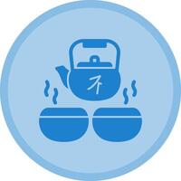 Gongfu Tea Set Multicolor Circle Icon vector