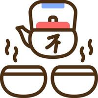 Gongfu Tea Set Color Filled Icon vector