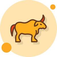 Year of the Ox Filled Shadow Cirlce Icon vector