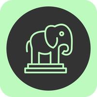 Auspicious Elephant Linear Round Icon vector