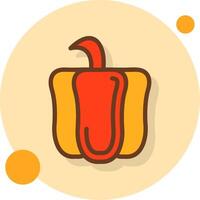 Red Pepper Filled Shadow Cirlce Icon vector