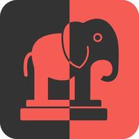 propicio elefante rojo inverso icono vector