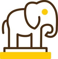 Auspicious Elephant Yellow Lieanr Circle Icon vector