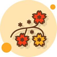 Cherry Blossom Branch Filled Shadow Cirlce Icon vector