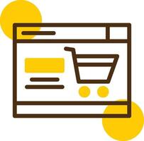 Cart Yellow Lieanr Circle Icon vector