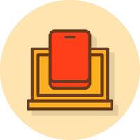 Phone Filled Shadow Cirlce Icon vector