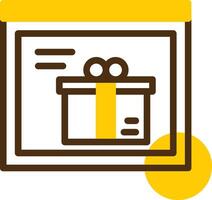 Gift Box Yellow Lieanr Circle Icon vector