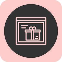 Gift Box Linear Round Icon vector