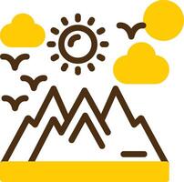 Mountain Yellow Lieanr Circle Icon vector