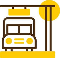 autobús detener amarillo mentir circulo icono vector