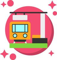 Train Station Tailed Color Icon vector