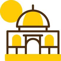 Mosque Yellow Lieanr Circle Icon vector