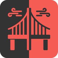 puente rojo inverso icono vector