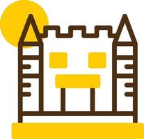 Castle Yellow Lieanr Circle Icon vector