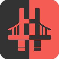 puente rojo inverso icono vector