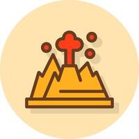 Volcano Filled Shadow Cirlce Icon vector