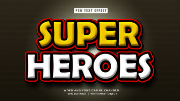 súper héroes 3d editable texto efectos psd