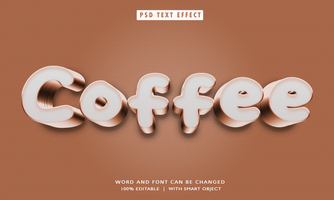 café 3d editable texto efectos psd