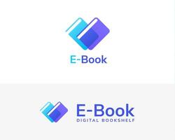 Book pile logo set, concept of e book, digital library and online education vector