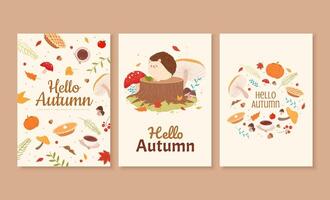 Set of cute autumn forest illustration in hand drawn design, perfect for cover, event promotion, and greeting card vector