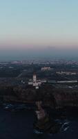 Vertical Video of Cabo Carvoeiro in Peniche at sunset , Portugal Aerial View