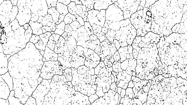 vintage black and white drawing of a grunge crack in the old wall, broken texture of a dry land