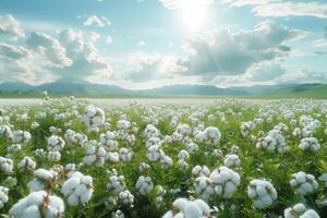 AI generated Beautiful cotton fields full of crops photo