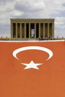 Anitkabir and Turkish Flag. Mausoleum of Mustafa Kemal Ataturk photo