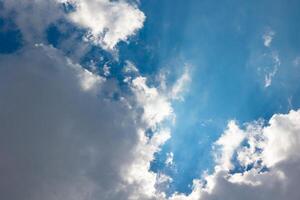 Partly cloudy sky with haze. Cloudscape background photo