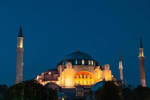 Hagia Sophia at night. Istanbul background photo. Noise included photo