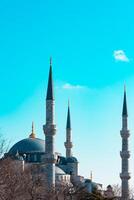 islámico antecedentes foto. sultanahmet o azul mezquita vista. foto