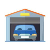 Open garage with car vector illustration