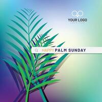 Palm leaf with text. Palm Sunday poster. Palm Sunday lettering design with leaf illustrations vector