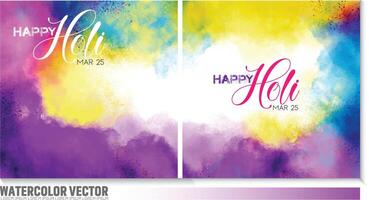 Colorful Indian festival for Happy Holi text with a watercolor Background vector