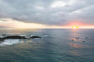 Top view at sunset of the ocean near the island of Tenerife.Canary Islands, Spain photo