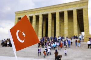 Anitkabir and Turkish Flag. National days of Turkey background photo