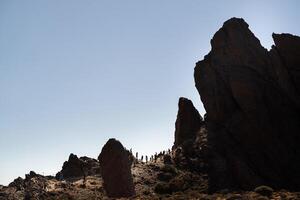 photo of high volcanic rock formations on the slope of the Teide volcano, Tenerife