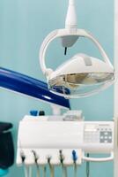 A lamp in the interior of the dentist's office. Empty dentist's office photo