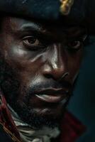 AI generated A close-up portrait of an African-looking pirate. The African Pirate photo