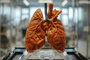 AI generated A mock-up of human Lungs. Surreal view of human respiratory organs photo