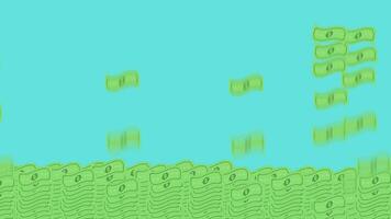 Animation of dollar bills appearing and falling in a neat pile video