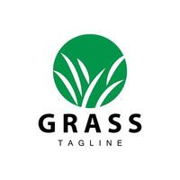 Farm illustration green grass logo design simple natural grass vector template