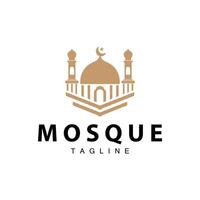 Black silhouette design of Islamic place of worship simple modern minimalist mosque logo template vector