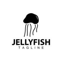 Jellyfish logo design template sea animal life simple black silhouette illustration vector