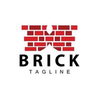 Abstract design simple red brick logo vector building material template illustration