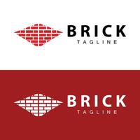 Abstract design simple red brick logo vector building material template illustration