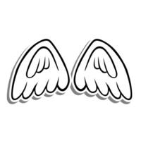 Outline Wings on white silhouette and gray shadow. Vector illustration for decoration or any design.